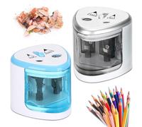 Temperamatite elettrico, 2 pezzi di temperamatite elettrico per doppio foro per 6-8 mm e 9-12 mm per scuole famiglie tutte le matite colorate pastelli e eyeliner