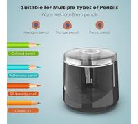 Temperamatite elettrico alimentato a batteria per matite esagonali triangolari e rotonde con diametro da 6 mm a 8 mm, strumento portatile per uso in ufficio e a scuola, inclusa
