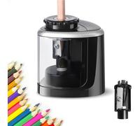 Temperamatite elettrico, temperamatite con serbatoio, alimentato a batteria, lama intercambiabile, temperamatite elettrico portatile antiscivolo sicuro per casa, ufficio, scuola (nero)