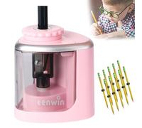 Temperamatite elettrico, temperamatite portatile con contenitore, con lama resistente, alimentato a batteria, temperamatite elettrico antiscivolo sicuro per casa, ufficio, scuola pink 1+10