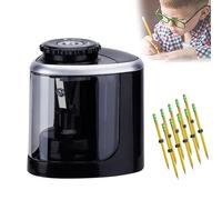 Temperamatite elettrico, temperamatite portatile con contenitore, con lama resistente, alimentato a batteria, temperamatite elettrico antiscivolo sicuro per casa, ufficio, scuola black 1+10
