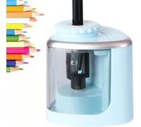 Temperamatite elettrico, temperamatite portatile con contenitore, con lama resistente, alimentato a batteria, temperamatite elettrico antiscivolo sicuro per casa, ufficio, scuola blue 1+0