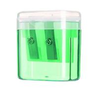 Temperamatite manuale a doppio foro con contenitore, taglierino con doppio foro e coperchio, compatto for scuola, casa e ufficio(Green)