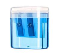 Temperamatite manuale a doppio foro con contenitore, taglierino con doppio foro e coperchio, compatto for scuola, casa e ufficio(Blue)