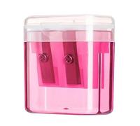 Temperamatite manuale a doppio foro con contenitore, taglierino con doppio foro e coperchio, compatto for scuola, casa e ufficio(Pink)
