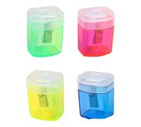 Temperamatite manuale a foro singolo con protezione a prova di bambino 4 plettri di colore in polistirene permanente materiali scolastici temperamatite con coperchio