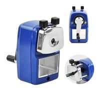 Temperamatite Manuale, Temperino da Tavolo a Manovella con Contenitore da Desktop, Temperino Elicoidale da Tavolo per Studente, Scuola, Ufficio (Blu)