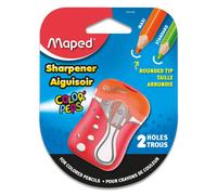 Temperamatite Maped Color'Peps a 2 fori - Perfetto per matite colorate - Design universale antimacchia e sicuro per i bambini - Colori assortiti