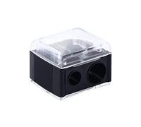 Temperamatite portatile a doppio foro per cosmetici, temperamatite meccanico portatile, strumento cosmetico (nero)