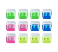 Temperamatite, Temperamatite Con Contenitore, Temperamatitee Per Lattine, Temperamatitee Manuale Per Bambini A Doppio Foro, 12 Pezzi Di Cancelleria Portatile Per Studenti, Adolescenti, Artisti,