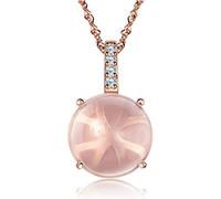 Temperament Quartz 925 Gioielli Colora di Colore Rosa per Donne Dono Femminile a Sospensione Rotonda