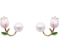 Temperamento Orecchini a fiore di tulipano Minuscolo Dainty Leggero Fiorellino a goccia con bocciolo di rosa Ciondola per gioielli quotidiani da donna e ragazzaAgile e professionale.