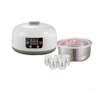 Temperatura regolabile Yogurt Maker Cibi fermentati fatti in casa con timer Cinque barattoli di vetro Copertura di osservazione per riso vino e Natto Healthy Kitchen Appliance Bianco 22x22x15cm