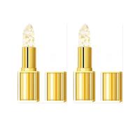 TempéRature Changement Couleur Rouge à LèVres Baume à LèVres éTanche Longue | Gold Crystal Chapstick Maquillage durable couleur Hydratation Glossy Gold Foil Respirant etnaturel Superposition polyvalente