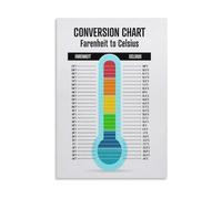 Temperature Conversion Chart Poster Fahrenheit to Celsius for Classroom Science Lab Kitchen Studio Canvas Wall Art(Unframed,08X12inch(20X30cm))