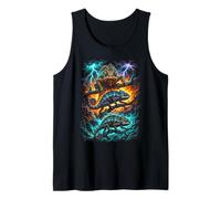 Tempesta Camaleonte Fuoco Fulmine Fantasy Rettile Art Canotta