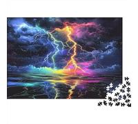 Tempesta Fulmine Colorata Puzzle 1000 Pezzi Carta per Adulti Cielo Notturno Fantasioso Relax Concentrazione Casa Regalo 38x26cm/1000pcs