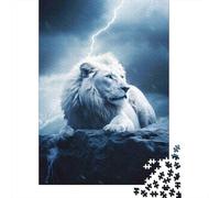 Tempesta Leone Bianco Set Di Puzzle Da 1000 Pezzi Per Adolescenti, Carta Riciclata, Arredamento Interno, Regalo Per Coppie, Attività Indoor 38x26cm/1000pcs
