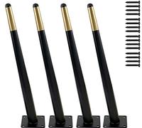 TempFoo 40cm Piedini per Mobili in Metallo 4 Pezzi Gambe per Mobili Cono Inclinati Con Base in Gomma Antiscivolo Fai da te per Mobile Tv Divano Mobile Tavolino Stile Medievale Oro Nero