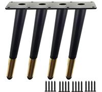 TempFoo Piedini per Mobili in Metallo 4 Pezzi Gambe per Mobili Cono Inclinati Con Base in Gomma Antiscivolo Fai da te per Mobile Tv Divano Mobile Tavolino Stile Medievale Oro Nero (15 cm)