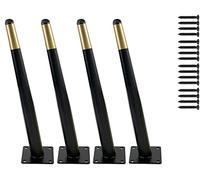 TempFoo Piedini per Mobili in Metallo 4 Pezzi Gambe per Mobili Cono Inclinati Con Base in Gomma Antiscivolo Fai da te per Mobile Tv Divano Mobile Tavolino Stile Medievale Oro Nero (30 cm)