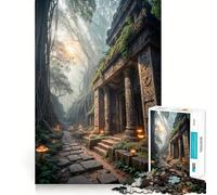 Tempio antico nella foresta nebbiosa - Puzzle da 1000 pezzi per adulti - Gioco di logica e allenamento - Incastro perfetto - Attività per rafforzare i legami affettivi (38x26cm)