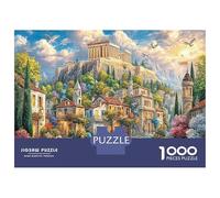 Tempio Antico Puzzle da Assemblare Classico Cartoncino Città Collinare Greca Antica Interattivo Antipassatempi 70x50cm/1000pezzi