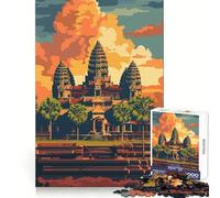 Tempio di Angkor Wat al tramonto, puzzle da 1000 pezzi per ragazzi, esercizio di logica, divertimento tranquillo, bordi puliti, regalo festivo (38x26cm)