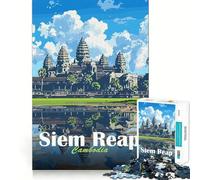 Tempio di Angkor Wat,Siem Reap Puzzle da 1000 pezzi Gioco di concentrazione per esperti Artigianato di taglio Affascinante hobby per i momenti di ozio (38x26cm)