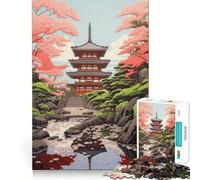 Tempio dipinto giapponese Adolescenti Puzzle da 1000 pezzi Memoria Miglioramento Luce Rilassamento Design Assemblaggio Decorazione murale 50x75cm