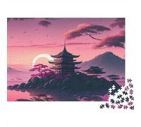 Tempio giapp. tramonto_1 Puzzles 1000 Pezzi In cartone Spesso, Un Puzzles Per Enigma Per Il Relax Mentale, Ideale Per Partita Puzzle Game, Puzzle 52x38cm/1000pcs