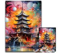 Tempio giapponese 1000 pezzi Puzzle per adulti in cartone Puzzle stimolante Gioco decorativo fai da te, giocattolo interattivo per famiglie 26X38CM/10,23x14,96 pollici