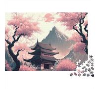 Tempio Giapponese Architettura Puzzle 1000 Pezzi Carta per Adulti Paesaggio Sakura Natura Relax Concentrazione Decorazione Casa Regalo 38x26cm/1000pcs