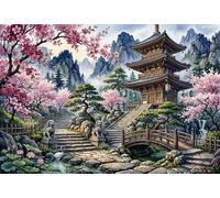 Tempio giapponese dei fiori di ciliegio Puzzle 1000 Pezzi,Antistress,Sfida Impossibile,Idea Regalo Sakura,Adulti E Ragazzi,Decorazione Casa,Cartone Di Qualità,Gioco Educativo,dai 14 Anni 70x50cm