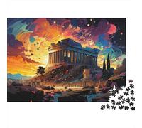 Tempio Greco Antico Puzzle 1000 Pezzi Gioco di Puzzle 1000 Pezzi Carta Adatto Adulti Paesaggio Tramonto Magico Puzzle per Adulti Puzzle per Famiglia Decorazione Casa Relax Regalo 38x26cm/1000pcs