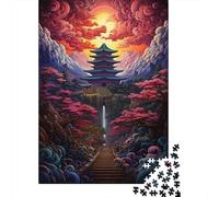 Tempio Orientale Puzzle 1000 Pezzi Carta per Adulti Paesaggio al Tramonto Gioco di Puzzle 1000 Pezzi Relax Casa Famiglia 38x26cm/1000pcs