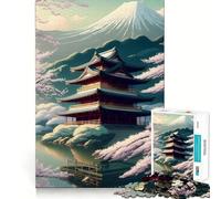 Tempio sul lago, puzzle da 1000 pezzi per adolescenti, per migliorare la memoria, favorire il relax, assemblare e decorare la parete 38x26cm