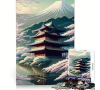 Tempio sul lago, puzzle da 1000 pezzi per adolescenti, per migliorare la memoria, favorire il relax, assemblare e decorare la parete 38x26cm