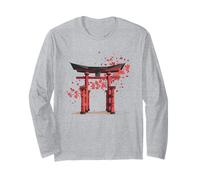 Tempio Torii Giappone Sakura Cherry Blossoms Cultura Zen Maglia a Manica