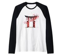 Tempio Torii Giappone Sakura Cherry Blossoms Cultura Zen Maglia con Maniche Raglan