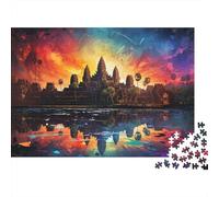 Tempio Tropicale Silhouette Puzzle 1000 Pezzi Carta per Adulti Tramonto Magico Gioco di Puzzle 1000 Pezzi Relax Decorazione Casa Regalo Famiglia 52x38cm/1000pcs