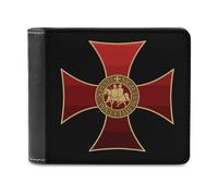 Templar Knight - Portafoglio da uomo in pelle con logo bifold e porta carte di credito, Stile:, Taglia unica