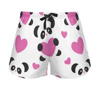 Template Pattern Day Love Pandas Pink Women's Lounge Shorts Pajama Bottoms Yoga Sport Elastico Vita Drawstring,S