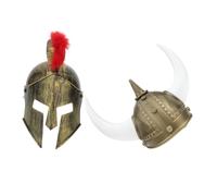 TEMPNAP 2 Pezzi Caschi Viking per Uomo e Donna in Plastica Oro, Taglia, Comodi da Indossare per Carnevale e Feste a Tema Medievale