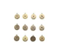 TEMPNAP 36 Pezzi Pendenti per Collane in Lega Color Oro Design a Forma di Moneta e Dodici Motivi Zodiacali, Lavorazione Fine per Gioielli Fai da Te, Adatti per Ciondoli e Braccialetti