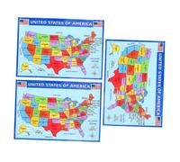 TEMPNAP 3pezzi Poster Mappa Degli Stati Uniti Per Decorazione e Apprendimento Classe e Camera Dei Ragazzo Ragazza Mappa Usa Laminata Per Durabilità e Dettagli Geografici Chiari