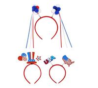 TEMPNAP 3pezzi Teste Boppers Patriottici Con Bandana Usa Accessori Per La Festa Indipendenza Parate e Celebrazioni Del Luglio Con Design Mappa Usa e Stelle Pompom