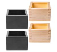 TEMPNAP 4 Pezzi Scatola di Sakè in Legno Quadrata Portatile e Multifunzionale Design Stabile, per Picnic e Regali per Amanti del Giappone
