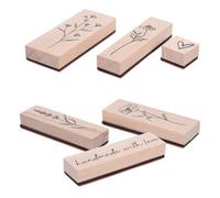 TEMPNAP 6 Pezzi Timbro in Legno Motivi Floreali Nitidi, Design Portatile, per Scrapbooking e Creazioni Manuali su Tessuti e Diari, Dimensioni 7,5x3x1,4 Cm