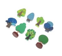 TEMPNAP 8 Pezzi Albero in Legno per Binario Trenino 6 Alberi Colorati e 2 Alberi Tridimensionali, Compatibile Versatile, Materiale Legno, Adatto per Scena Personalizzata e Vacanze